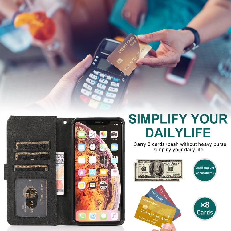 For iPhone XS Max Skin-feel Crazy Horse Texture Zipper Wallet Bag Horizontal Flip Leather Case with Holder & Card Slots & Wallet & Lanyard