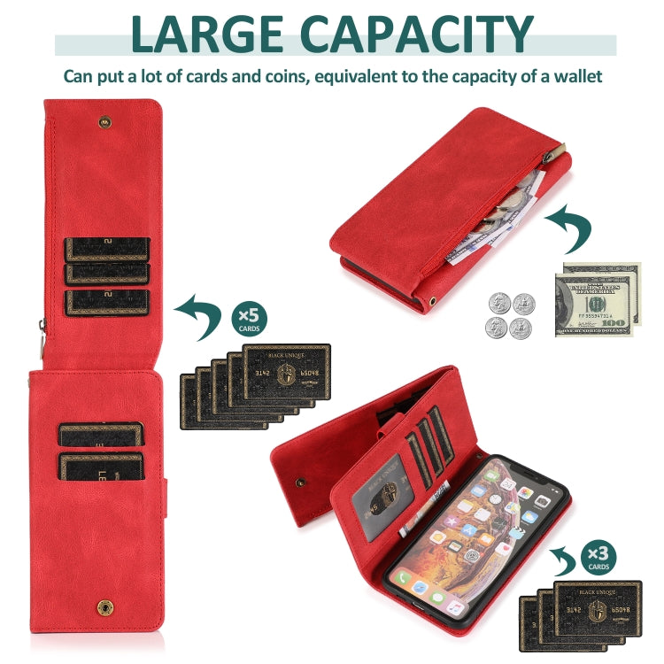 For iPhone XS Max Skin-feel Crazy Horse Texture Zipper Wallet Bag Horizontal Flip Leather Case with Holder & Card Slots & Wallet & Lanyard