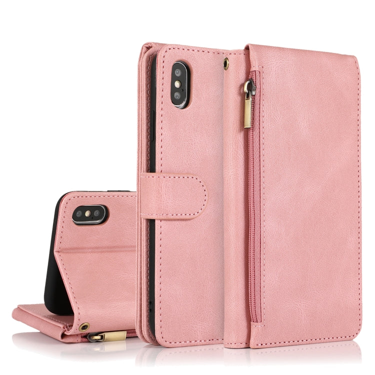 For iPhone XS Max Skin-feel Crazy Horse Texture Zipper Wallet Bag Horizontal Flip Leather Case with Holder & Card Slots & Wallet & Lanyard
