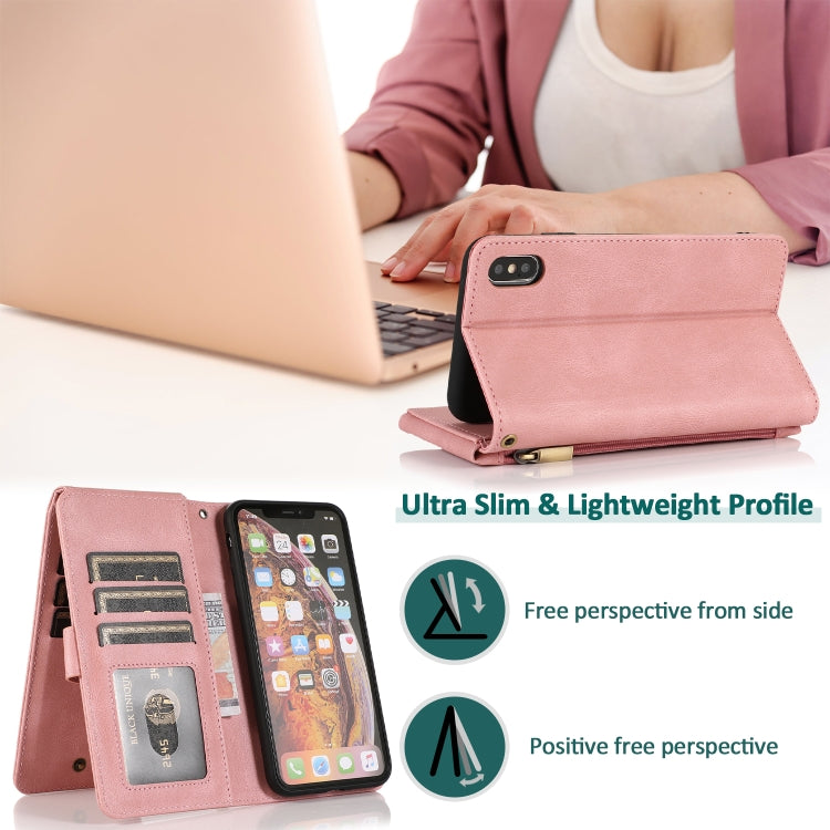 For iPhone XS Max Skin-feel Crazy Horse Texture Zipper Wallet Bag Horizontal Flip Leather Case with Holder & Card Slots & Wallet & Lanyard