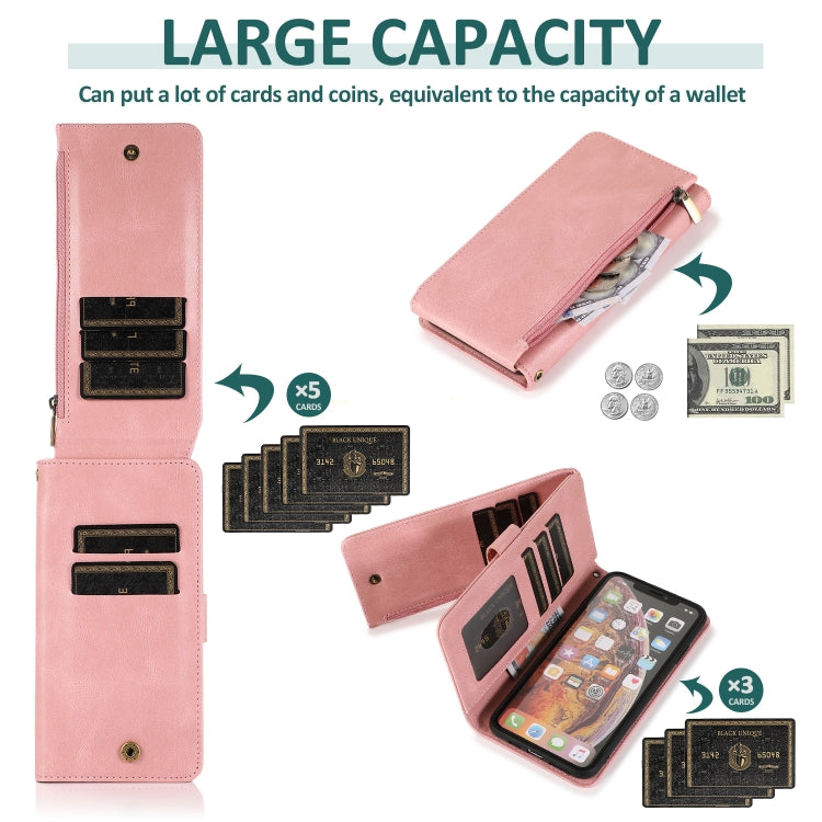 For iPhone XS Max Skin-feel Crazy Horse Texture Zipper Wallet Bag Horizontal Flip Leather Case with Holder & Card Slots & Wallet & Lanyard