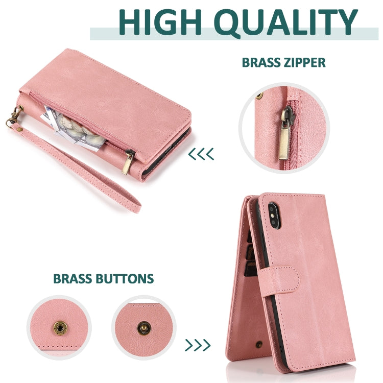 For iPhone XS Max Skin-feel Crazy Horse Texture Zipper Wallet Bag Horizontal Flip Leather Case with Holder & Card Slots & Wallet & Lanyard