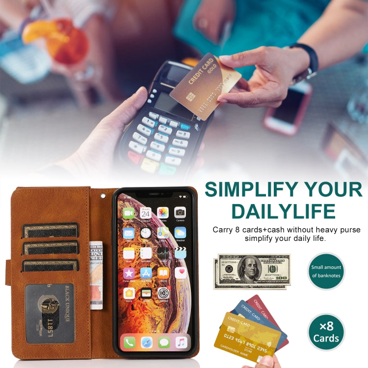 For iPhone XS Max Skin-feel Crazy Horse Texture Zipper Wallet Bag Horizontal Flip Leather Case with Holder & Card Slots & Wallet & Lanyard