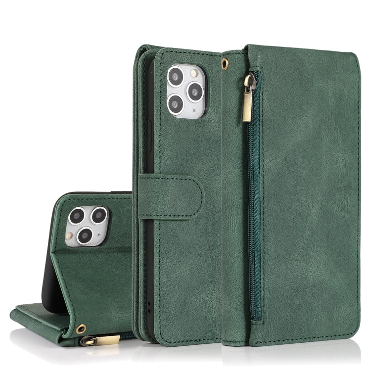 For iPhone 11 Pro Skin-feel Crazy Horse Texture Zipper Wallet Bag Horizontal Flip Leather Case with Holder & Card Slots & Wallet & Lanyard