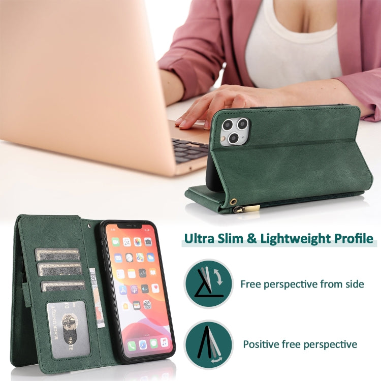 For iPhone 11 Pro Skin-feel Crazy Horse Texture Zipper Wallet Bag Horizontal Flip Leather Case with Holder & Card Slots & Wallet & Lanyard