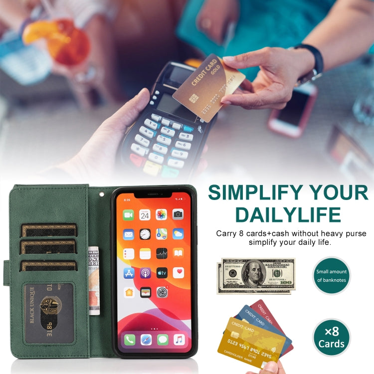 For iPhone 11 Pro Skin-feel Crazy Horse Texture Zipper Wallet Bag Horizontal Flip Leather Case with Holder & Card Slots & Wallet & Lanyard