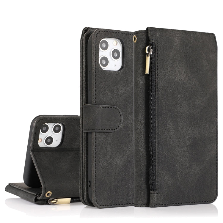 For iPhone 11 Pro Skin-feel Crazy Horse Texture Zipper Wallet Bag Horizontal Flip Leather Case with Holder & Card Slots & Wallet & Lanyard