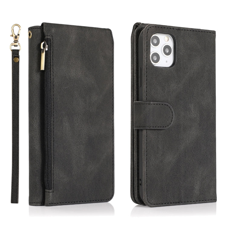 For iPhone 11 Pro Skin-feel Crazy Horse Texture Zipper Wallet Bag Horizontal Flip Leather Case with Holder & Card Slots & Wallet & Lanyard