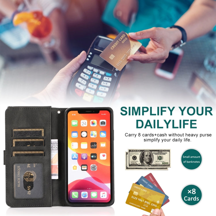 For iPhone 11 Pro Skin-feel Crazy Horse Texture Zipper Wallet Bag Horizontal Flip Leather Case with Holder & Card Slots & Wallet & Lanyard