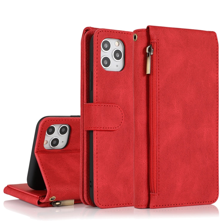 For iPhone 11 Pro Skin-feel Crazy Horse Texture Zipper Wallet Bag Horizontal Flip Leather Case with Holder & Card Slots & Wallet & Lanyard