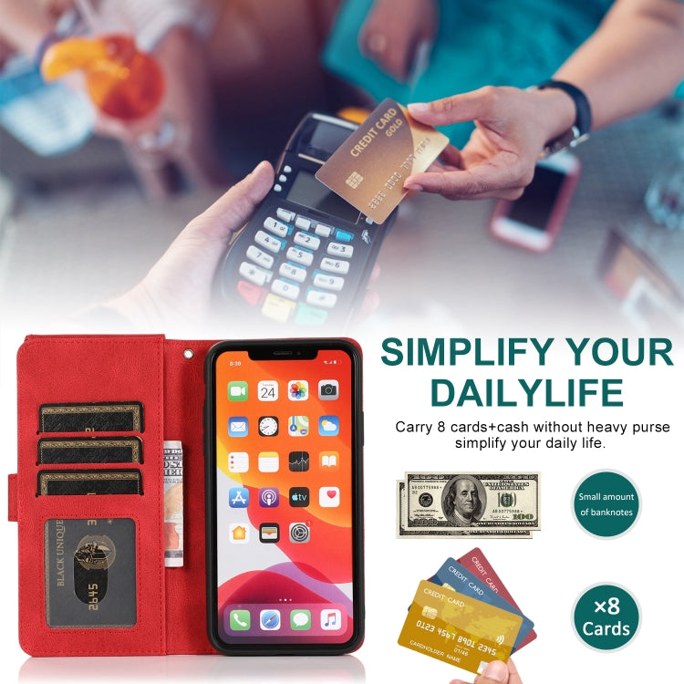 For iPhone 11 Pro Skin-feel Crazy Horse Texture Zipper Wallet Bag Horizontal Flip Leather Case with Holder & Card Slots & Wallet & Lanyard