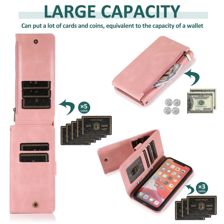 For iPhone 11 Pro Skin-feel Crazy Horse Texture Zipper Wallet Bag Horizontal Flip Leather Case with Holder & Card Slots & Wallet & Lanyard