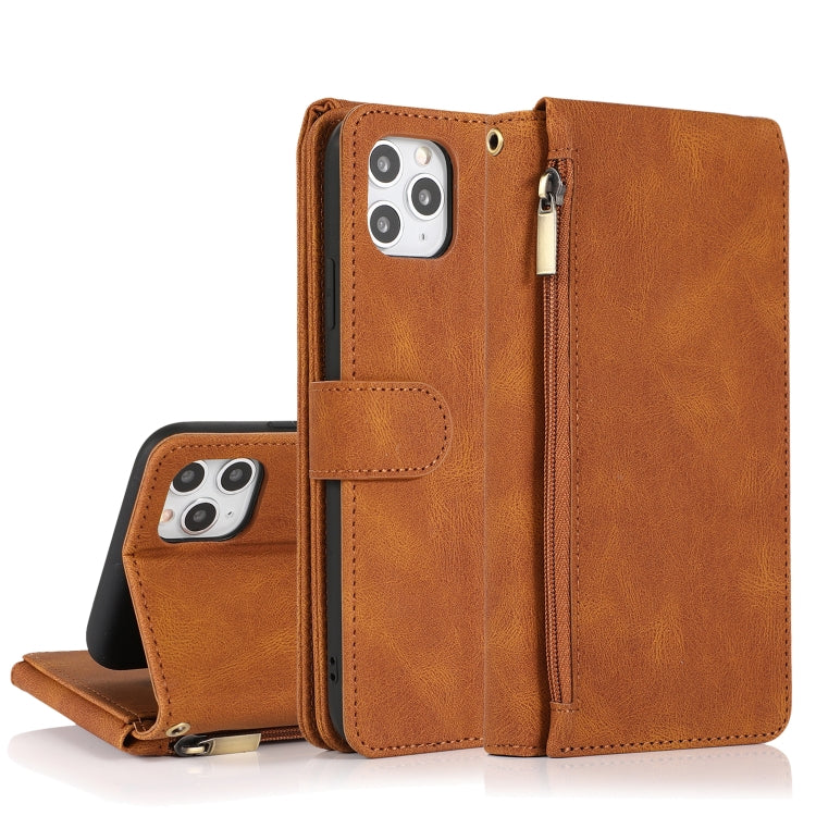 For iPhone 11 Pro Skin-feel Crazy Horse Texture Zipper Wallet Bag Horizontal Flip Leather Case with Holder & Card Slots & Wallet & Lanyard
