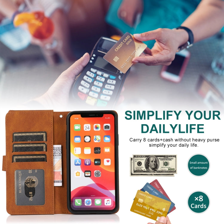 For iPhone 11 Pro Skin-feel Crazy Horse Texture Zipper Wallet Bag Horizontal Flip Leather Case with Holder & Card Slots & Wallet & Lanyard