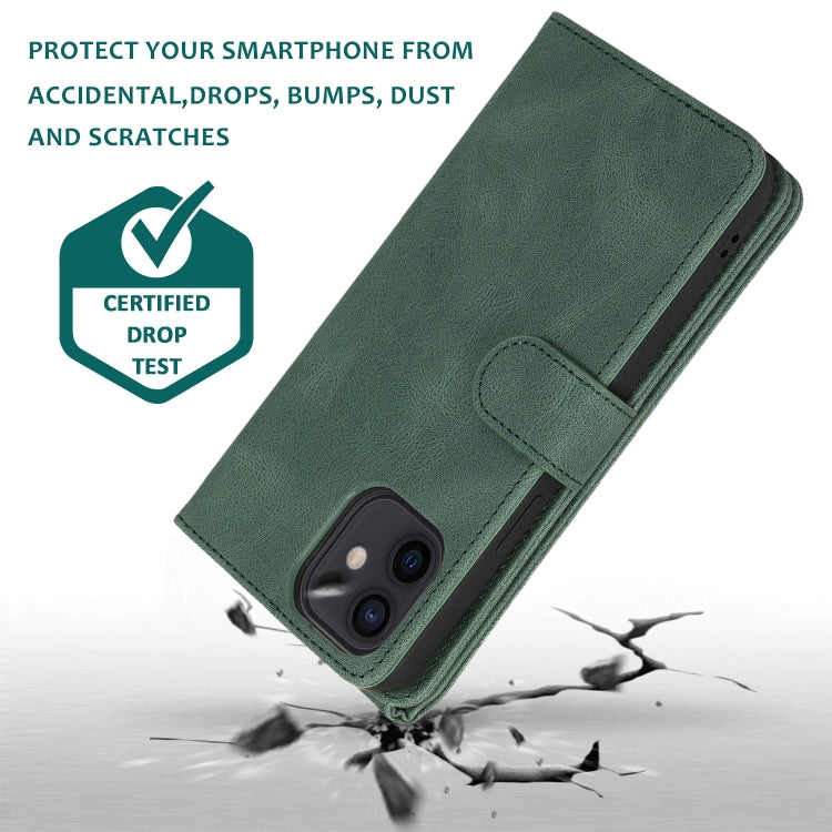 For iPhone 12 mini Skin-feel Crazy Horse Texture Zipper Wallet Bag Horizontal Flip Leather Case with Holder & Card Slots & Wallet & Lanyard