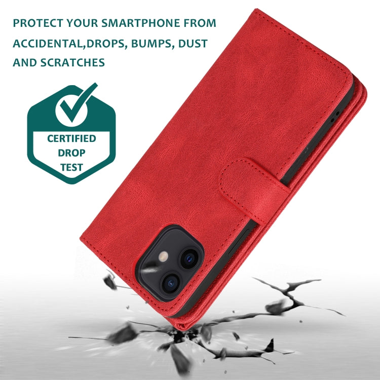 For iPhone 12 mini Skin-feel Crazy Horse Texture Zipper Wallet Bag Horizontal Flip Leather Case with Holder & Card Slots & Wallet & Lanyard