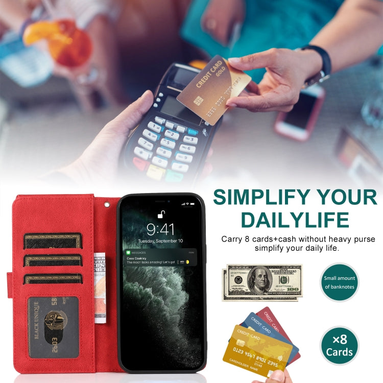 For iPhone 12 mini Skin-feel Crazy Horse Texture Zipper Wallet Bag Horizontal Flip Leather Case with Holder & Card Slots & Wallet & Lanyard