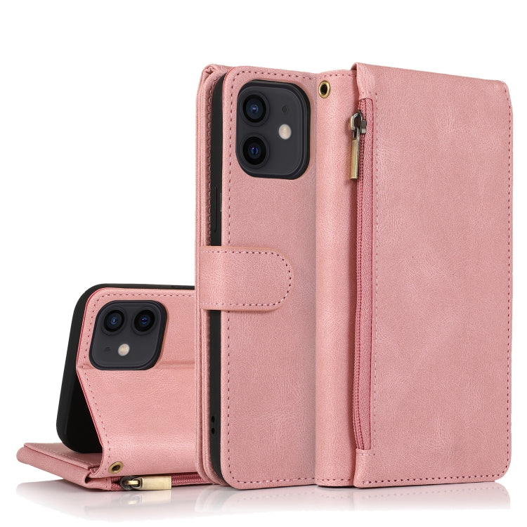 For iPhone 12 mini Skin-feel Crazy Horse Texture Zipper Wallet Bag Horizontal Flip Leather Case with Holder & Card Slots & Wallet & Lanyard
