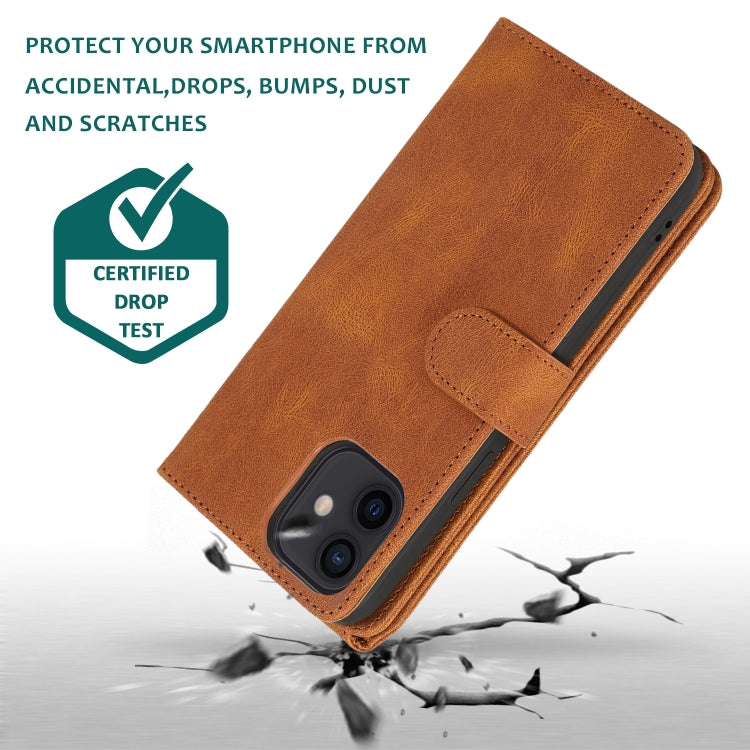 For iPhone 12 mini Skin-feel Crazy Horse Texture Zipper Wallet Bag Horizontal Flip Leather Case with Holder & Card Slots & Wallet & Lanyard