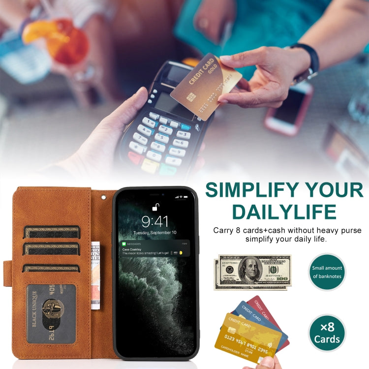 For iPhone 12 mini Skin-feel Crazy Horse Texture Zipper Wallet Bag Horizontal Flip Leather Case with Holder & Card Slots & Wallet & Lanyard