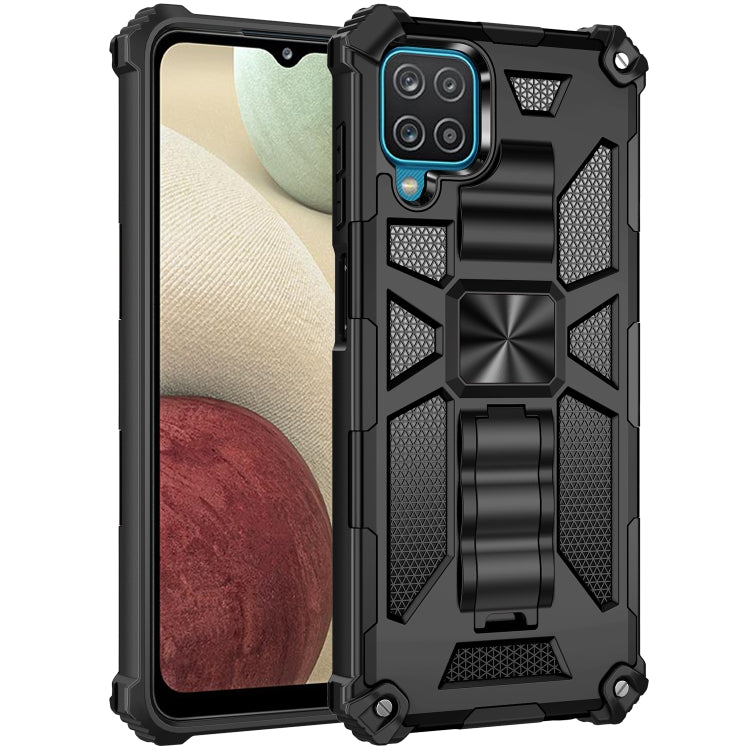 For Samsung Galaxy A12 Shockproof TPU + PC Magnetic Protective Case with Holder