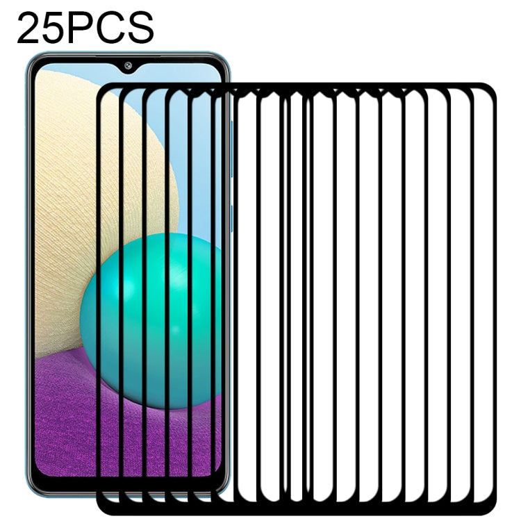 For Samsung Galaxy A02 25 PCS Full Glue Full Screen Tempered Glass Film