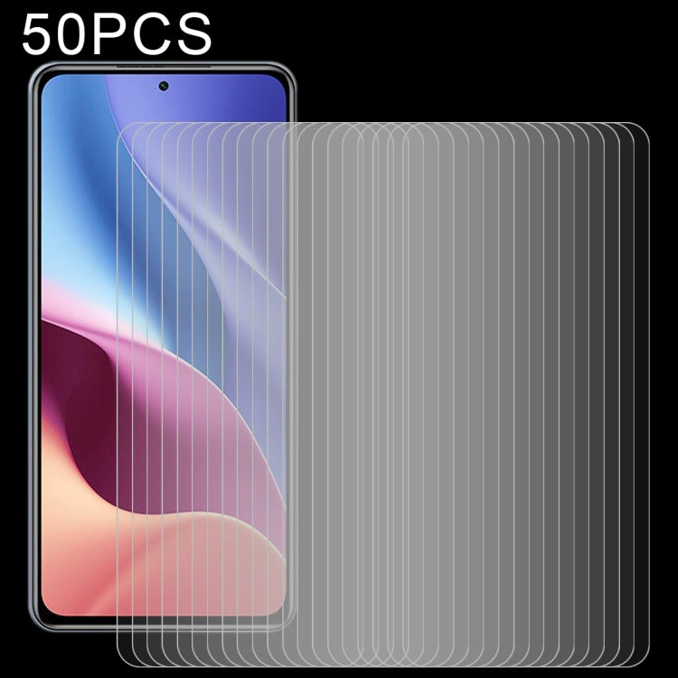 For Xiaomi Redmi K40 Pro 50 PCS 0.26mm 9H Surface Hardness 2.5D Explosion-proof Tempered Glass Non-full Screen Film