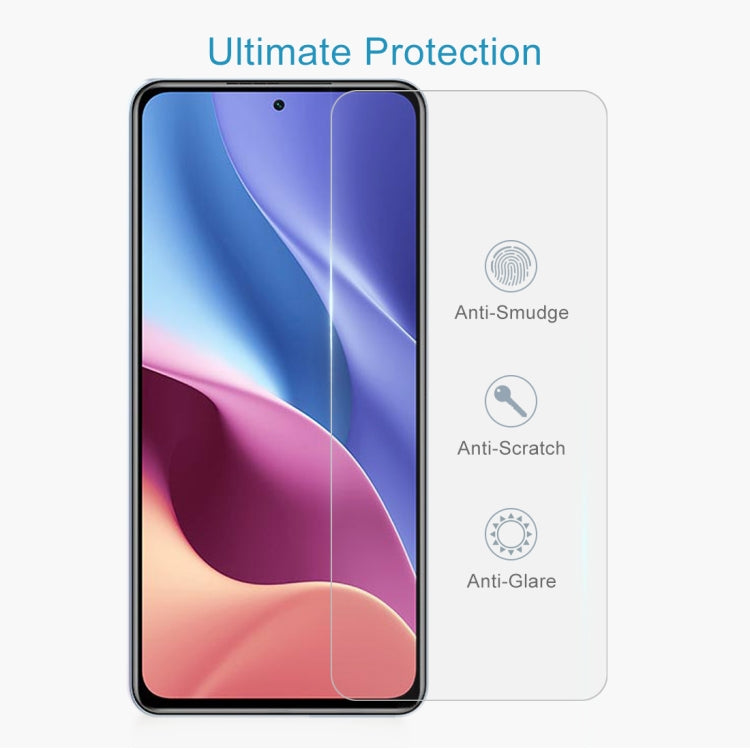 For Xiaomi Redmi K40 Pro 50 PCS 0.26mm 9H Surface Hardness 2.5D Explosion-proof Tempered Glass Non-full Screen Film