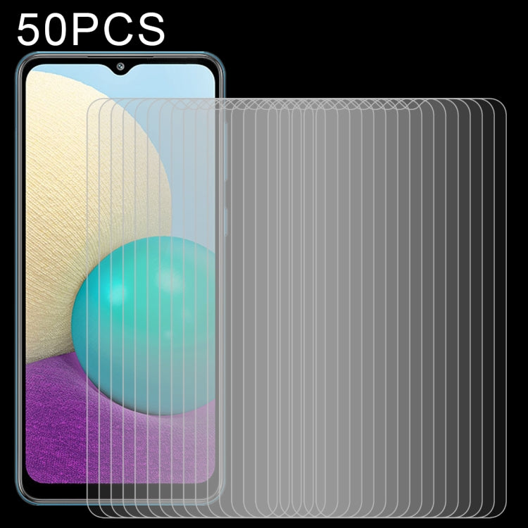 For Samsung Galaxy A02 50 PCS 0.26mm 9H Surface Hardness 2.5D Explosion-proof Tempered Glass Non-full Screen Film