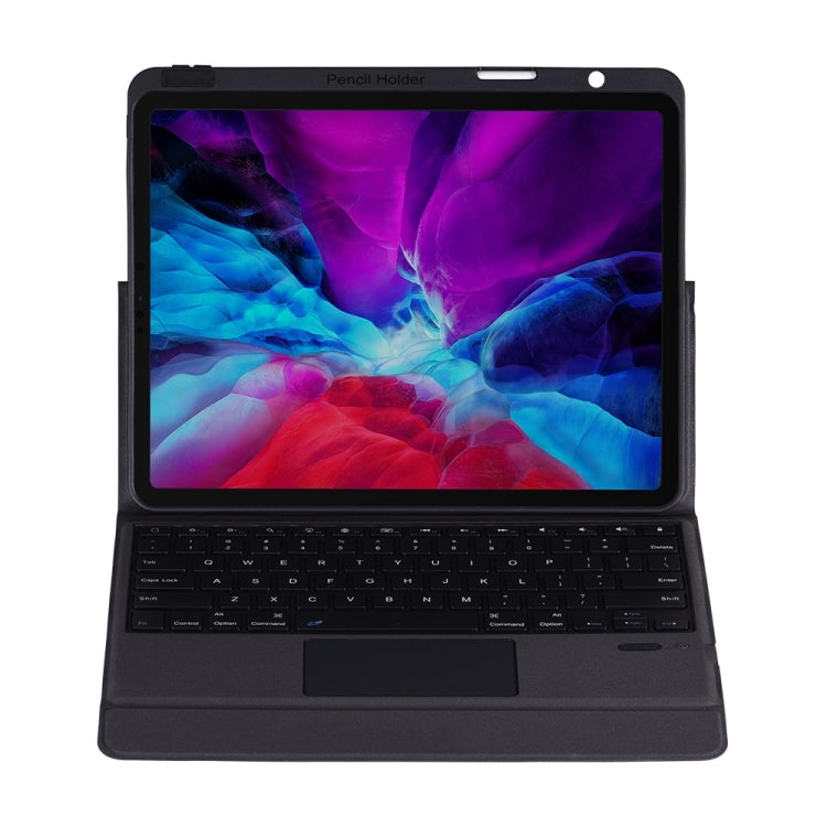 T2098 Bluetooth Keyboard PU Leather + Soft TPU Tablet Case with Touchpad & Pen Slot For iPad Pro 12.9 (2020/2018)(Black)