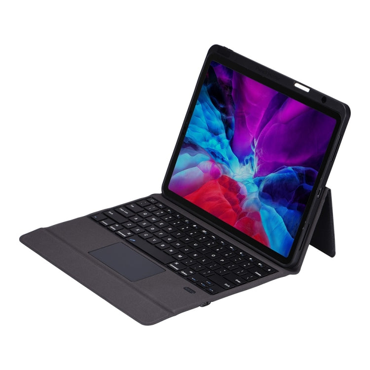 T2098 Bluetooth Keyboard PU Leather + Soft TPU Tablet Case with Touchpad & Pen Slot For iPad Pro 12.9 (2020/2018)(Black)