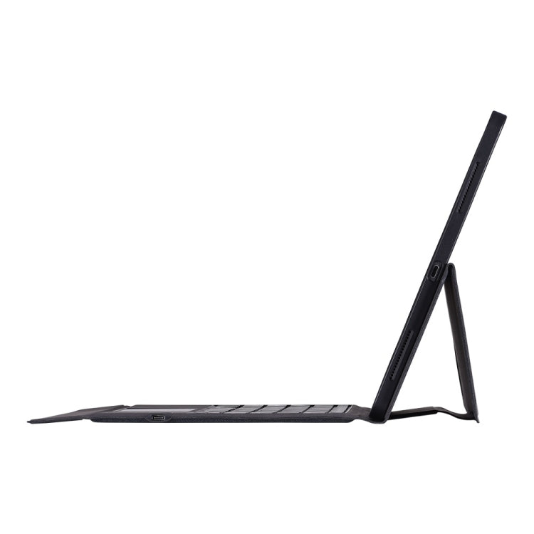 T2098 Bluetooth Keyboard PU Leather + Soft TPU Tablet Case with Touchpad & Pen Slot For iPad Pro 12.9 (2020/2018)(Black)