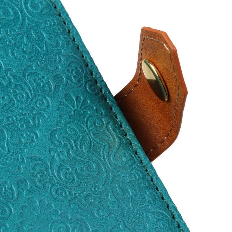 For Xiaomi Redmi 9T / Note 9 4G European Floral Embossed Copper Buckle Horizontal Flip PU Leather Case with Holder & Card Slots & Wallet & Photo Frame(Blue)