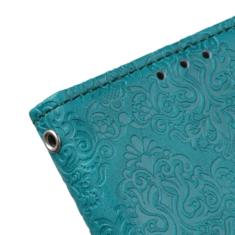 For Xiaomi Redmi 9T / Note 9 4G European Floral Embossed Copper Buckle Horizontal Flip PU Leather Case with Holder & Card Slots & Wallet & Photo Frame(Blue)