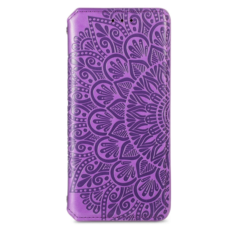 For Samsung Galaxy S21 5G Blooming Mandala Embossed Pattern Magnetic Horizontal Flip Leather Case with Holder & Card Slots & Wallet