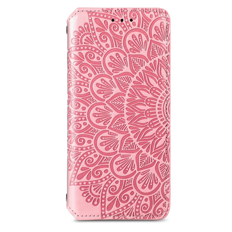 For Samsung Galaxy S21 5G Blooming Mandala Embossed Pattern Magnetic Horizontal Flip Leather Case with Holder & Card Slots & Wallet