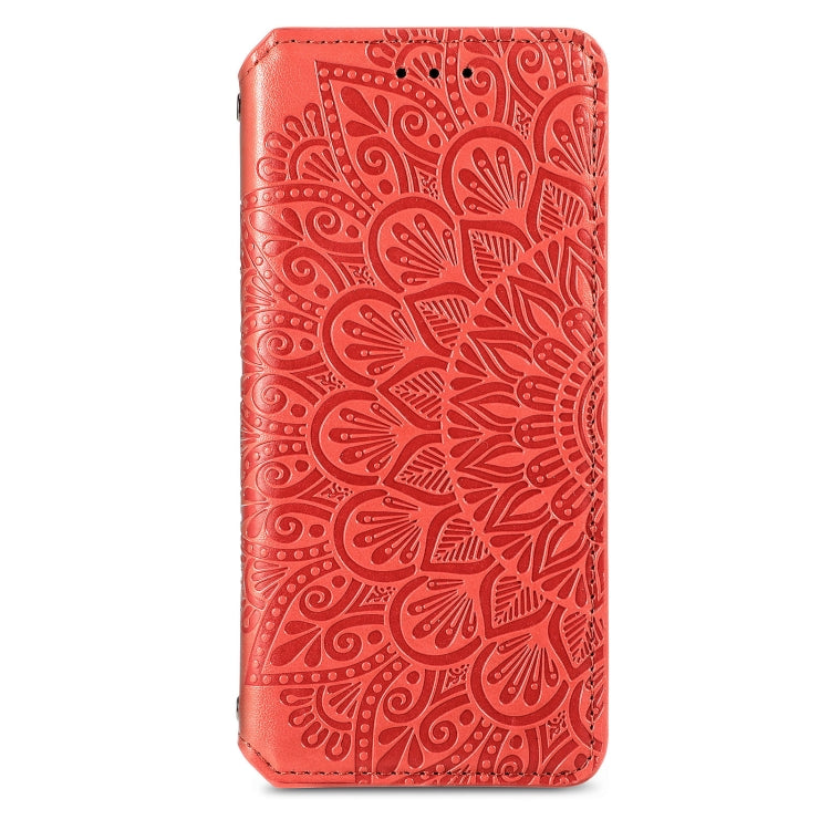 For Samsung Galaxy S21 5G Blooming Mandala Embossed Pattern Magnetic Horizontal Flip Leather Case with Holder & Card Slots & Wallet
