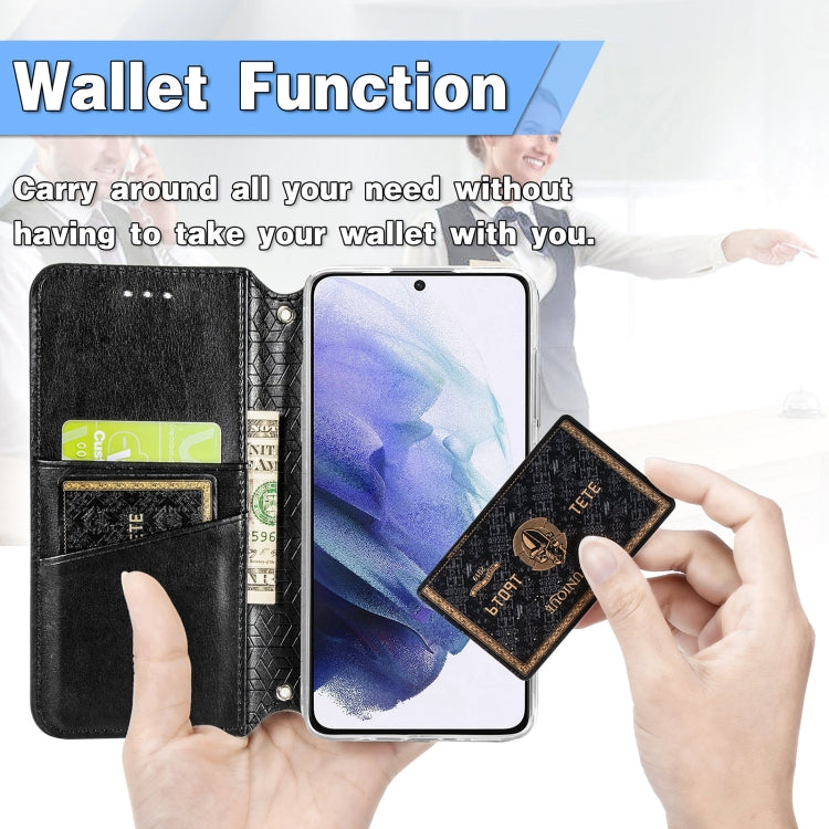 For Samsung Galaxy S21 5G Blooming Mandala Embossed Pattern Magnetic Horizontal Flip Leather Case with Holder & Card Slots & Wallet