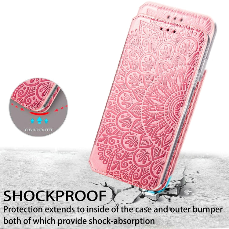 For Samsung Galaxy S21+ 5G Blooming Mandala Embossed Pattern Magnetic Horizontal Flip Leather Case with Holder & Card Slots & Wallet