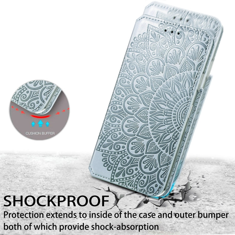 For Samsung Galaxy S21+ 5G Blooming Mandala Embossed Pattern Magnetic Horizontal Flip Leather Case with Holder & Card Slots & Wallet