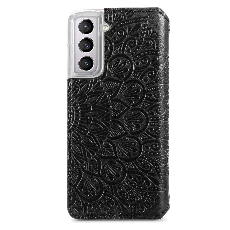 For Samsung Galaxy S21+ 5G Blooming Mandala Embossed Pattern Magnetic Horizontal Flip Leather Case with Holder & Card Slots & Wallet
