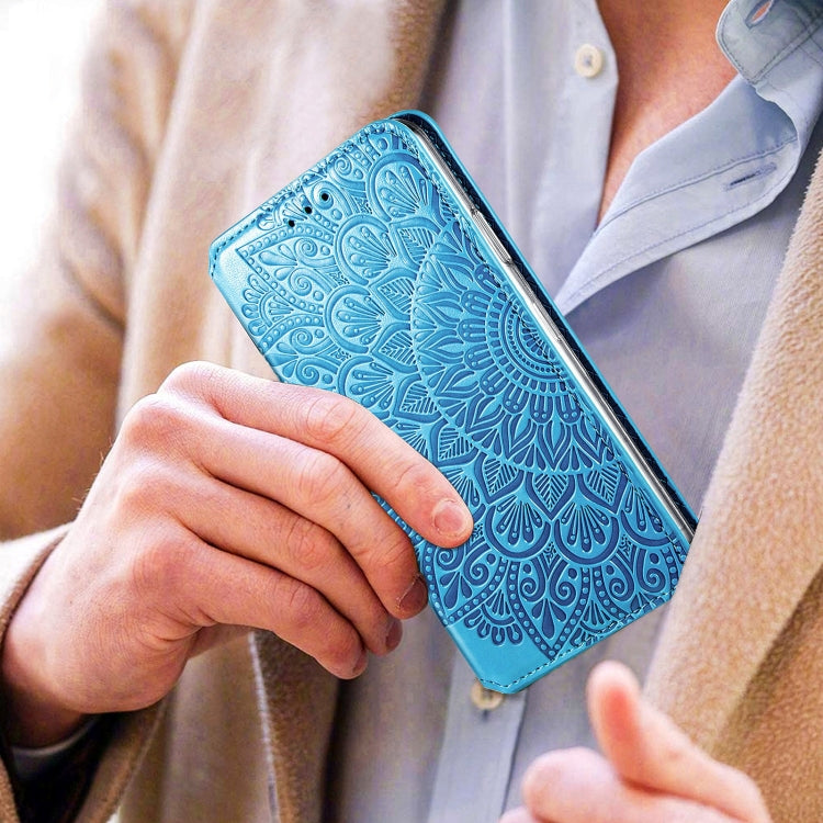For Samsung Galaxy S21 Ultra 5G Blooming Mandala Embossed Pattern Magnetic Horizontal Flip Leather Case with Holder & Card Slots & Wallet