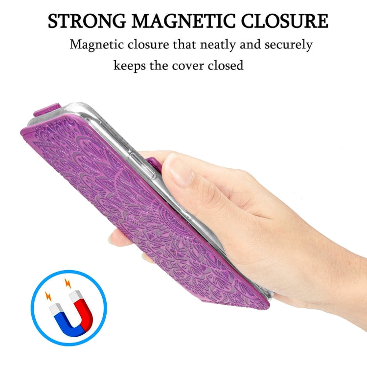 For Samsung Galaxy S21 Ultra 5G Blooming Mandala Embossed Pattern Magnetic Horizontal Flip Leather Case with Holder & Card Slots & Wallet
