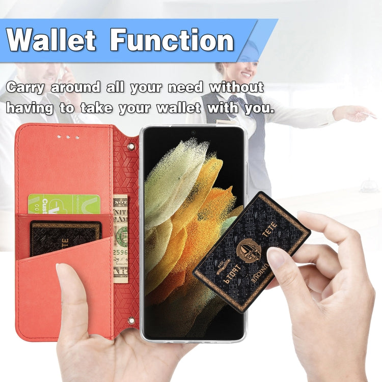 For Samsung Galaxy S21 Ultra 5G Blooming Mandala Embossed Pattern Magnetic Horizontal Flip Leather Case with Holder & Card Slots & Wallet