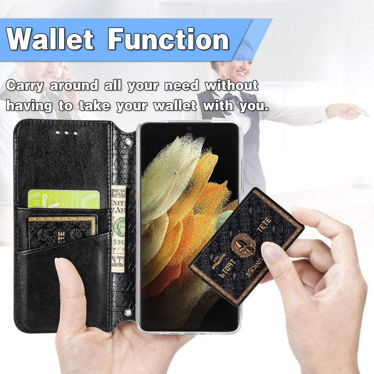 For Samsung Galaxy S21 Ultra 5G Blooming Mandala Embossed Pattern Magnetic Horizontal Flip Leather Case with Holder & Card Slots & Wallet