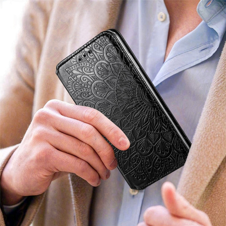 For Samsung Galaxy S21 Ultra 5G Blooming Mandala Embossed Pattern Magnetic Horizontal Flip Leather Case with Holder & Card Slots & Wallet
