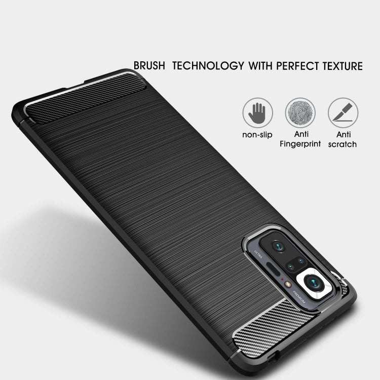 For Xiaomi Redmi Note 10 Pro / Note 10 Pro Max Brushed Texture Carbon Fiber TPU Case