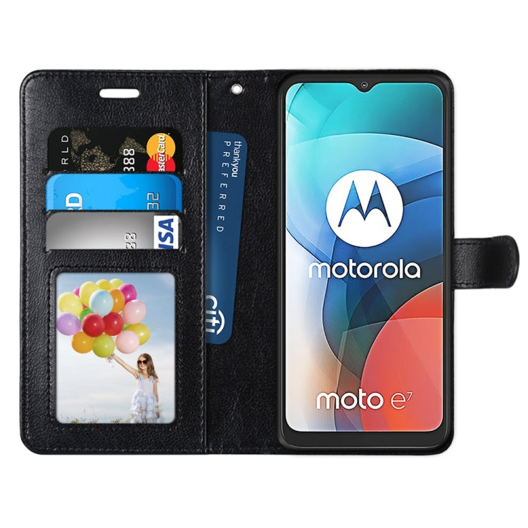 For Motorola Moto E7 Pure Color Horizontal Flip PU Leather Case with Holder & Card Slots & Wallet & Photo Frame