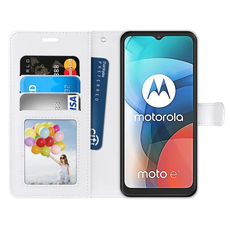For Motorola Moto E7 Pure Color Horizontal Flip PU Leather Case with Holder & Card Slots & Wallet & Photo Frame