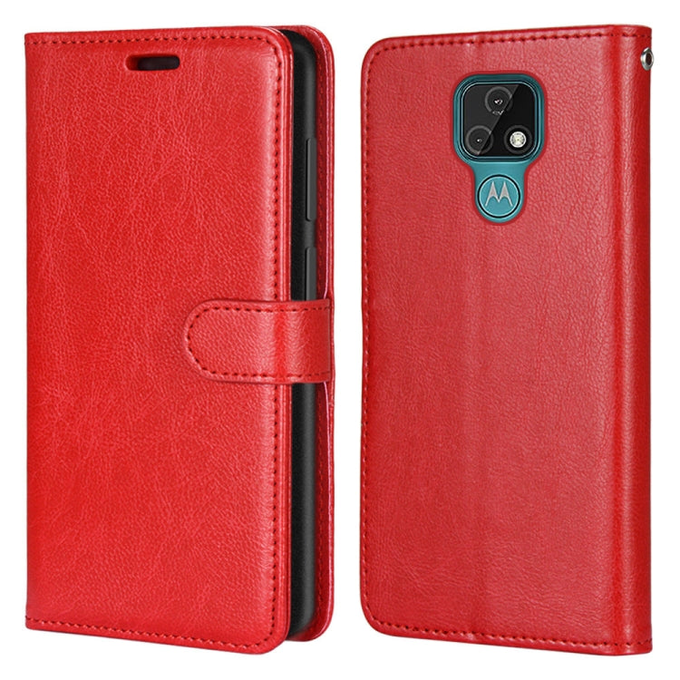 For Motorola Moto E7 Pure Color Horizontal Flip PU Leather Case with Holder & Card Slots & Wallet & Photo Frame